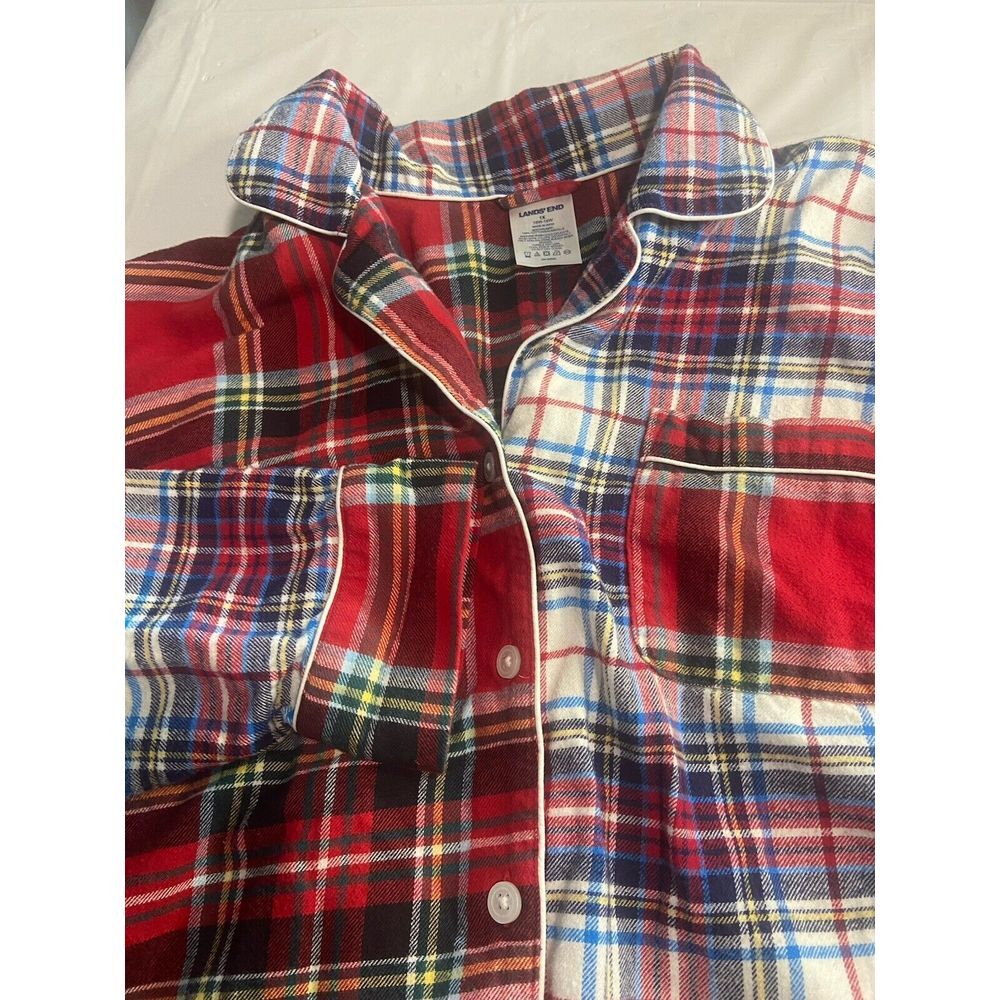 Women's Land's End Flannel Plaid Long Night‎ Shirt-Size 1XL-Very Nice & Warm